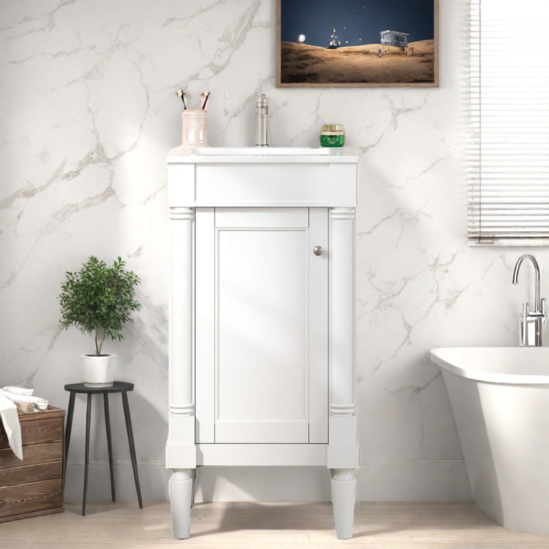 Meuble-lavabo et lavabo peu encombrant, en bois massif, style français, pour une petite maison