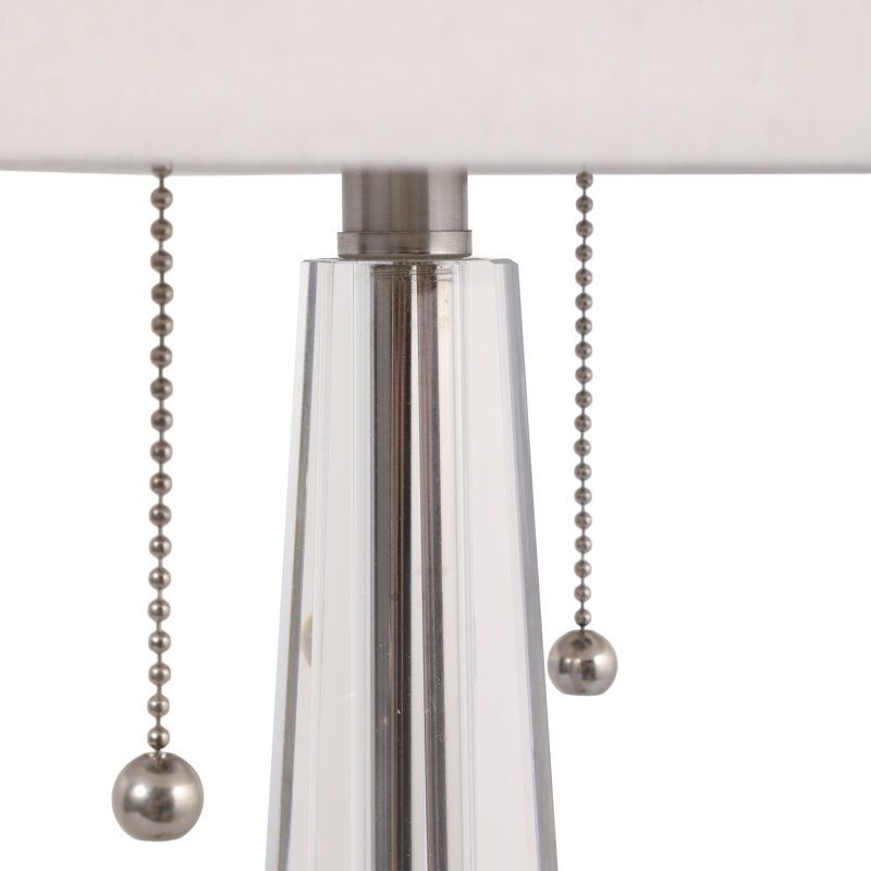 Lampe de table élégante en cristal pour chambre à coucher - Petite lampe d'appoint élégante pour chevet, bureau ou salon - 29 po, gris et transparent