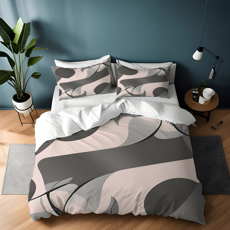 Polyester Abstract Duvet Cover, King Duvet Cover + 2 King Shams