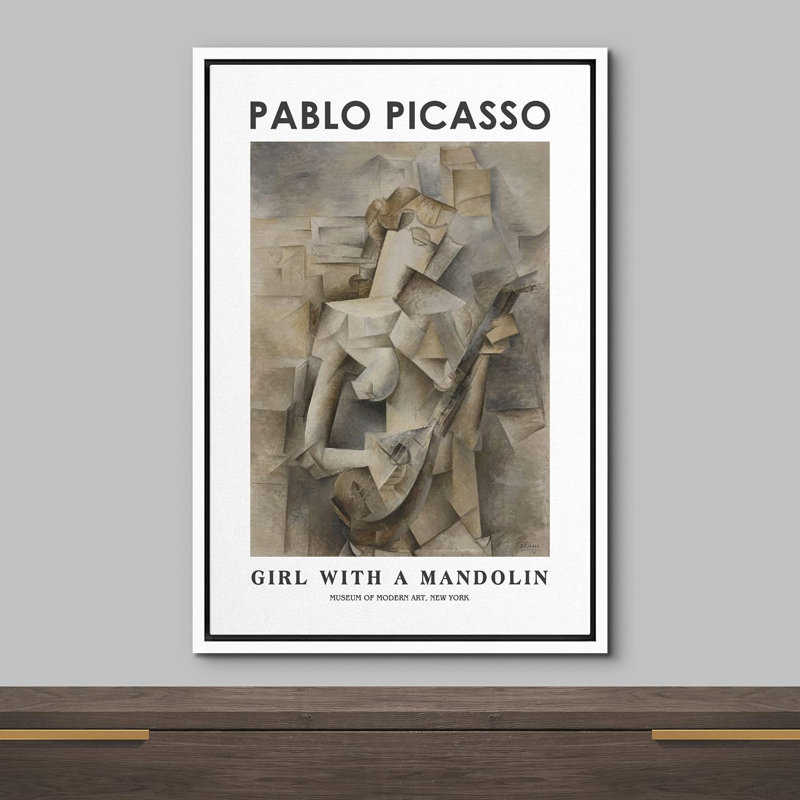 Fille avec une mandoline par Pablo Picasso, H 24 po x l 16 po x P 1,5 po, Blanc