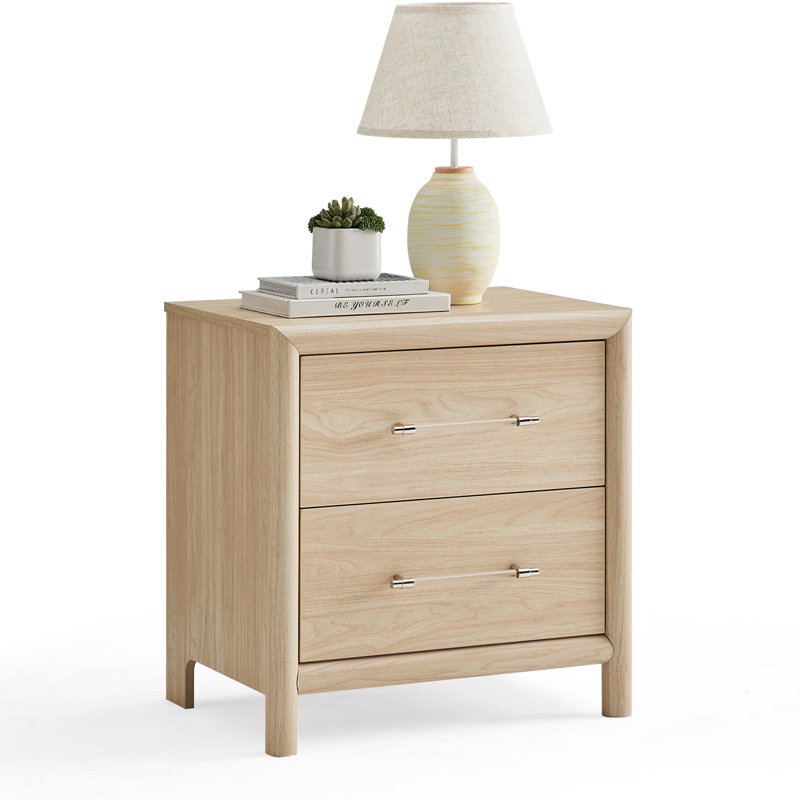 24''H Nightstand With 2 Drawer Storage, Oak