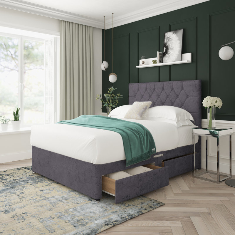 Upholstered Bed, Small Double (4'), 4 Drawers, Armour