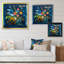 Bleu impressionniste et fleur verte - Peinture-2093863586-2093863599