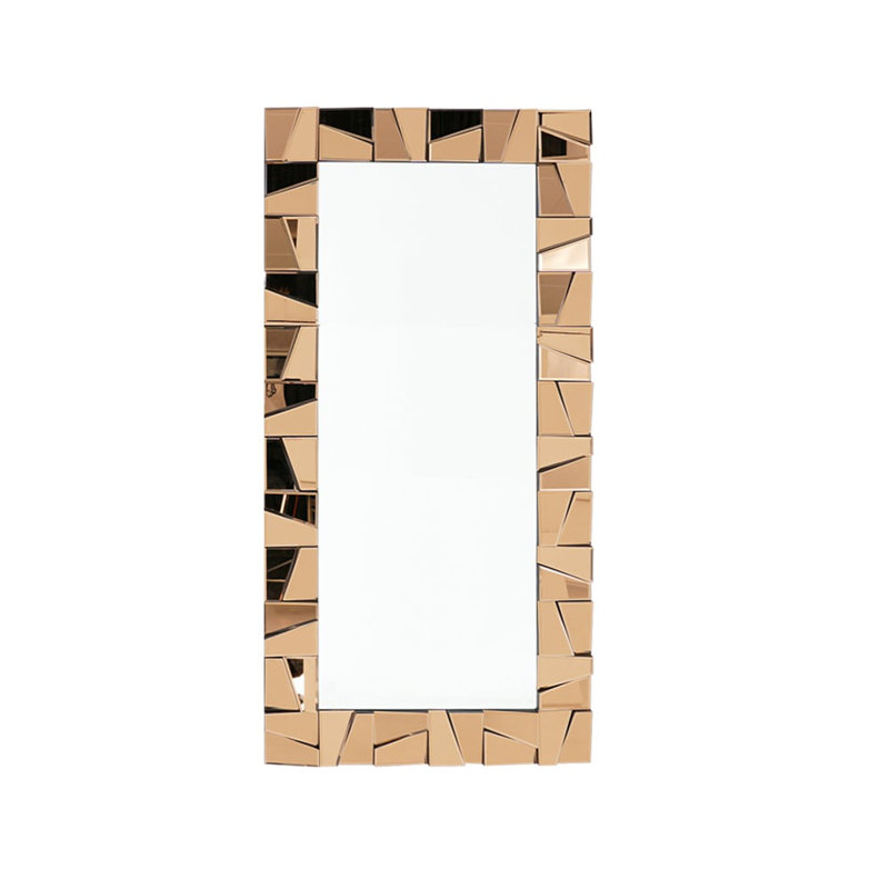 31.5" X 63" Oversized Glam Rectangle Full Length Floor Mirror With 3d Amber Glass Frame