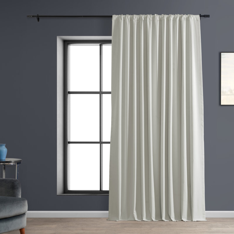 Dondie Extra Wide Performance Polyester Hotel Blackout Curtains - Single Panel Drapes, Off White, 100" W x 96" L