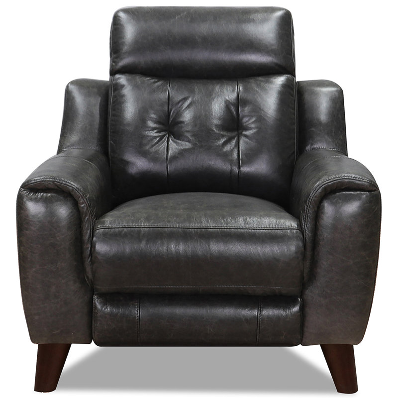Fauteuil inclinable en cuir Roemy, Gris foncé