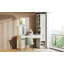 Meuble-lavabo polyvalent avec miroir, station de charge et grand espace de rangement pour le bureau à domicile et les besoins de beauté