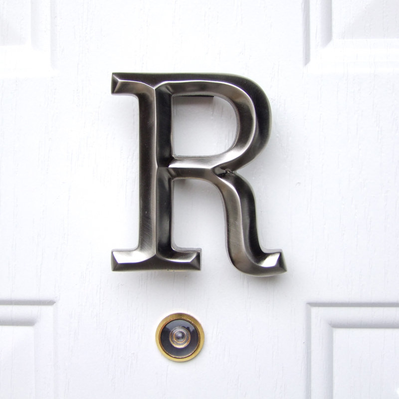 Heurtoir de porte lettre monogramme, Nickel, R