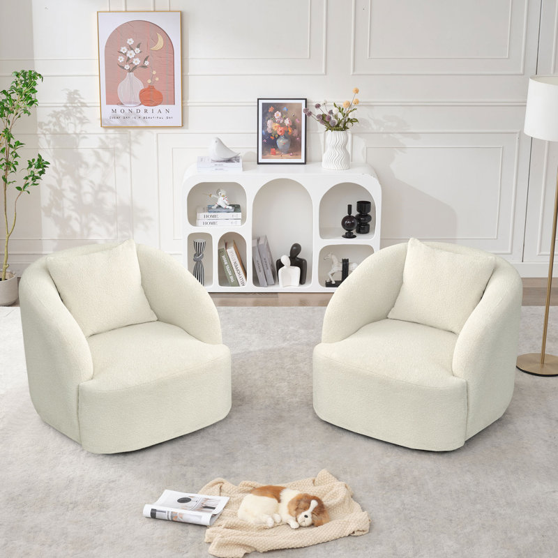 Fauteuil pivotant rembourré 34,2 po, Mélange de polyester crème