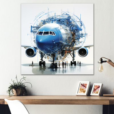 Air Macro Blueprint - Avion, art mural en métal