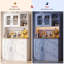Kitchen Larder Pantry Cabinet Sideboard with Sockets,LED Light,Drawers