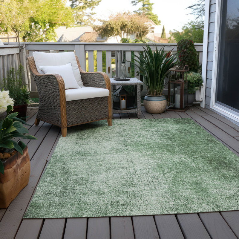 Tapis vert intérieur / extérieur lavable à la machine Xhevrie, Rectangle 9 pi x 12 pi