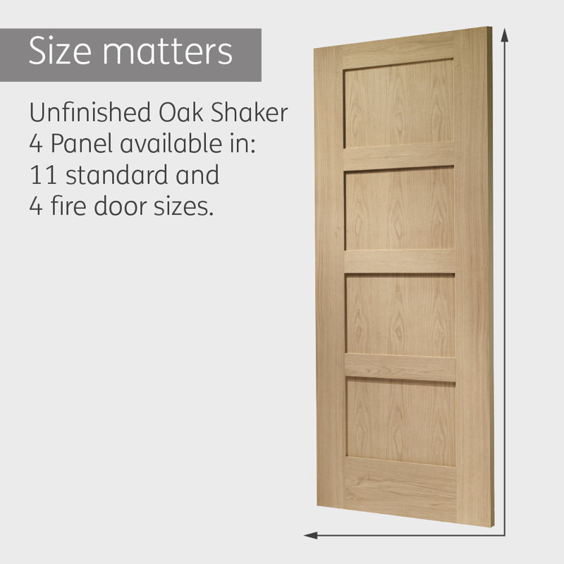 Internal Oak Shaker 4 Panel, 1981mm H x 457mm W x 35mm D