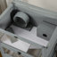 Cage à hamster en bois gris avec rangement et bascule, 35,5 po de hauteur, pour 2 roulettes de hamster