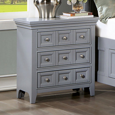 Transitional Style Gray Color Solid Wood 1Pc Nightstand Only Bedroom Furniture Bedside Table Round Knobs 3-Drawers Nightstand