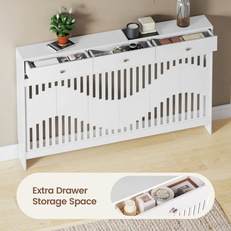 Radiator Cover, 96cm H x 152cm W x 19cm D, White