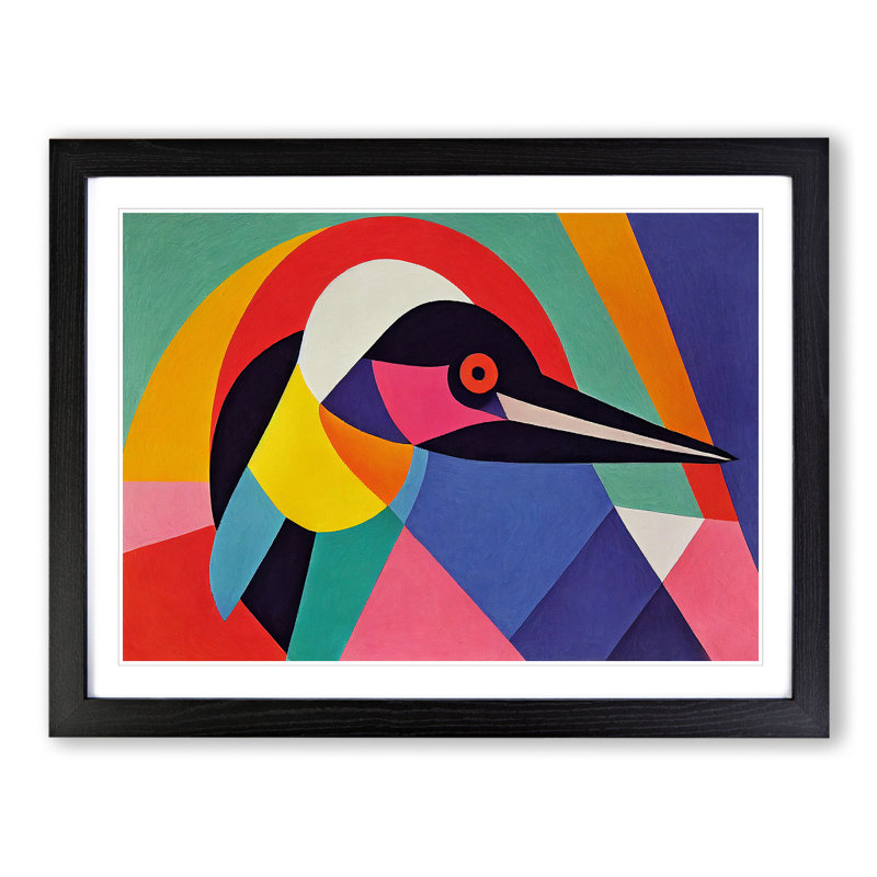 Favourable Abstract Bird - Single Picture Frame Print, Black, 34cm H x 46cm W x 2cm D