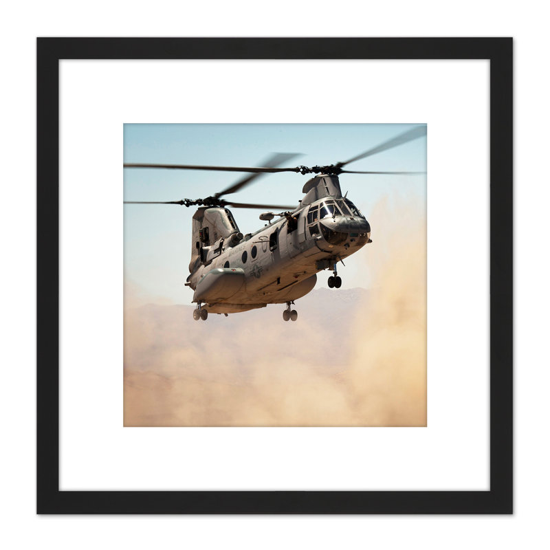 Military USA Marine Corps Helicopter CH-46E Sea Knight Photo - Single Picture Frame Print