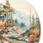 Ruisseau qui coule à travers les montagnes - Montagnes, art mural rond en métal-88620088