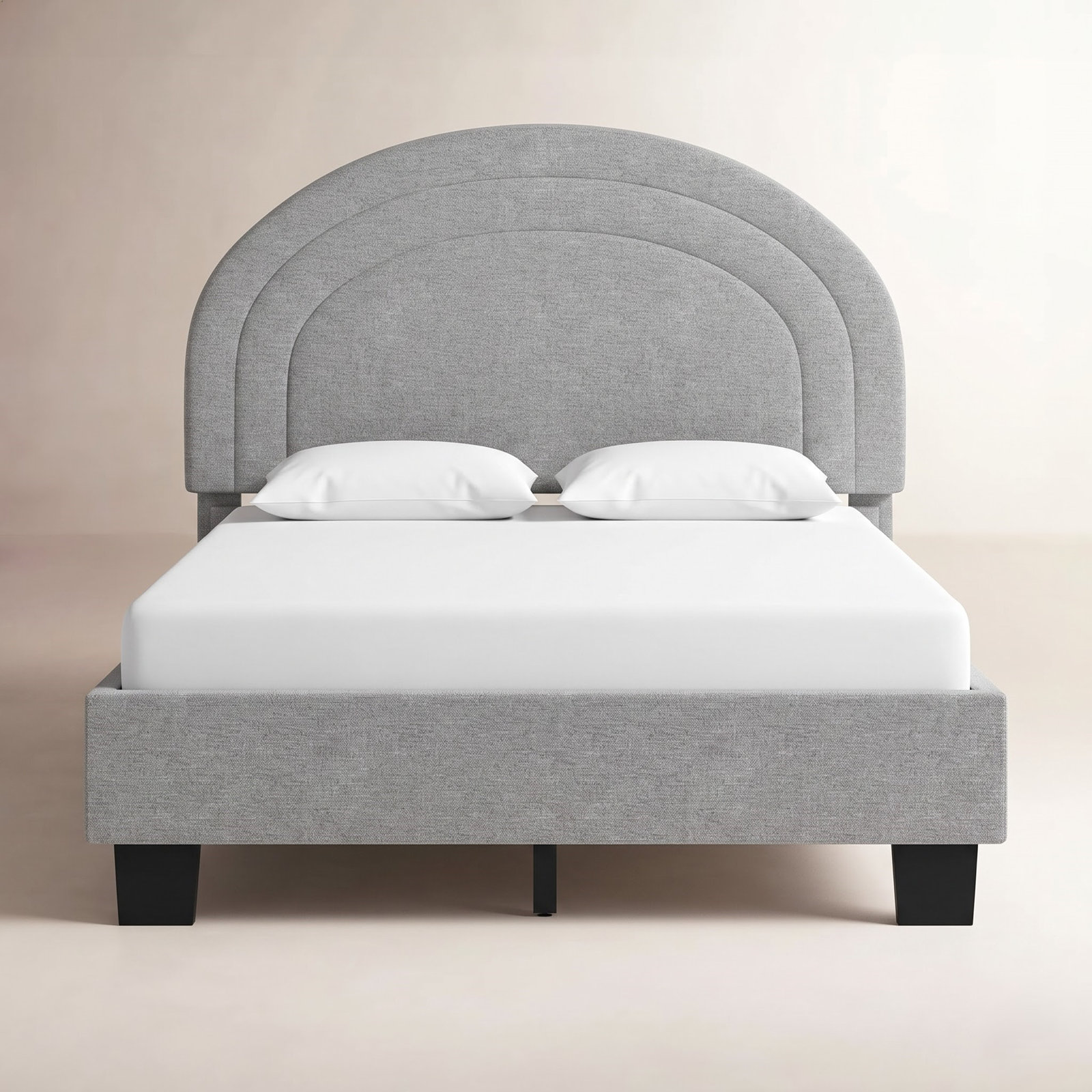Aurey Upholstered Platform Bed, Twin, Gray