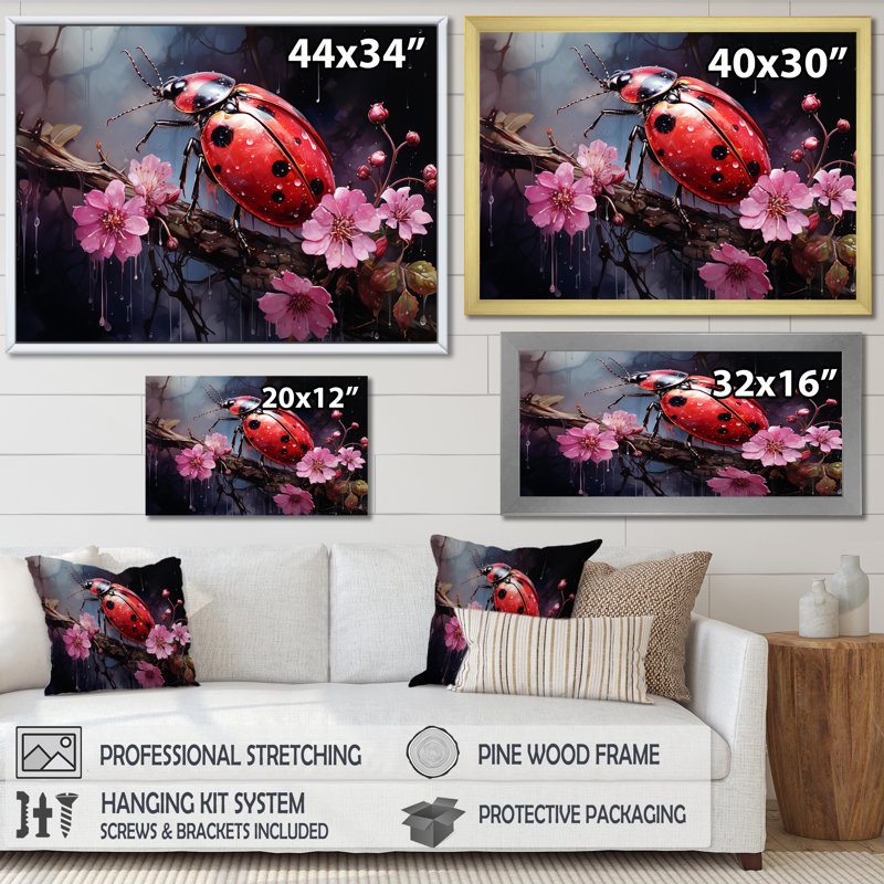 Botanical Landybug Harmony IV, H 24 po x l 32 po x P 1 po, Toile tendue