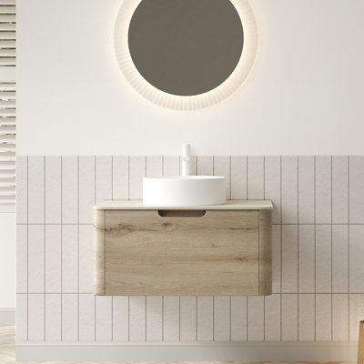 Meuble-lavabo mural 30 po avec lavabo et plateau en travertin