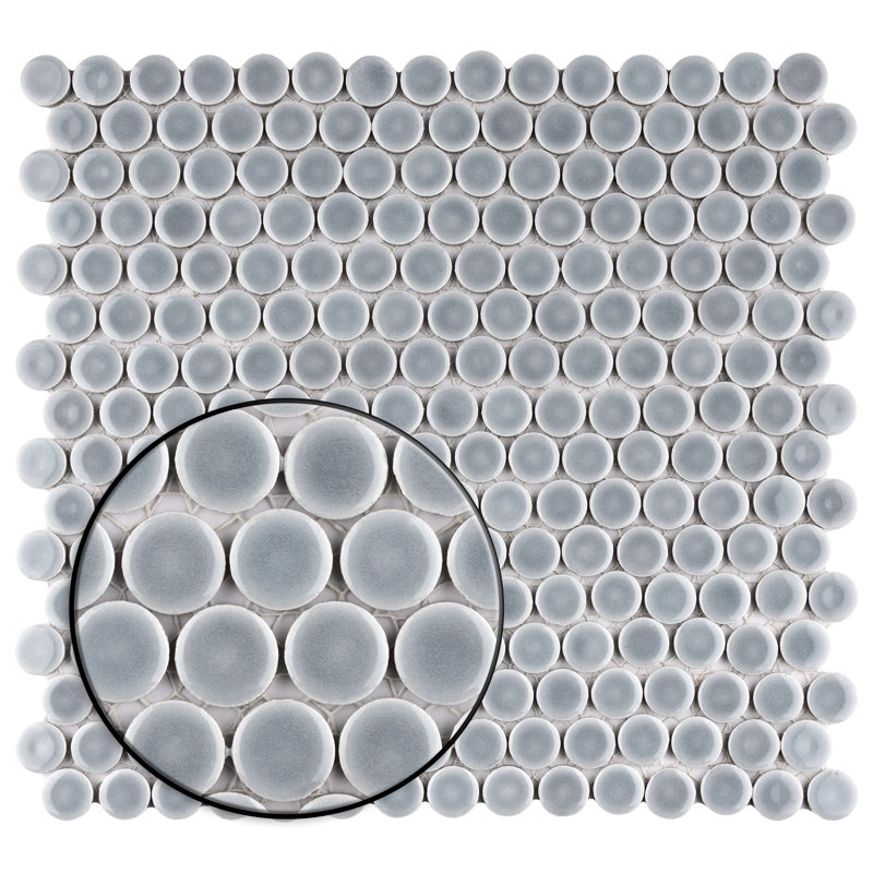 Hudson Penny Round 0.8" x 0.8" Porcelain Penny Round Mosaic Wall & Floor Tile, Slate