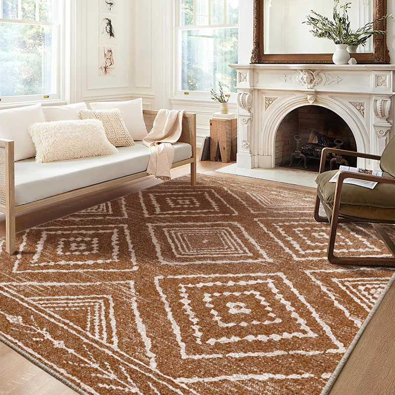 Tapis rectangulaire en laine 6 x 9 avec envers antidérapant Lareco