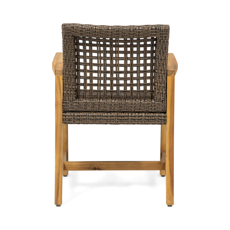 Chaise de salle à manger en bois et osier Hampton (ensemble de 2), Marron clair