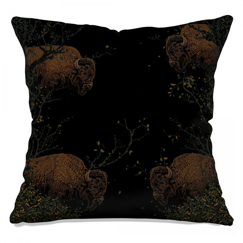 Coussins Buffalo In Woodland Scene, 18 x 18 pouces