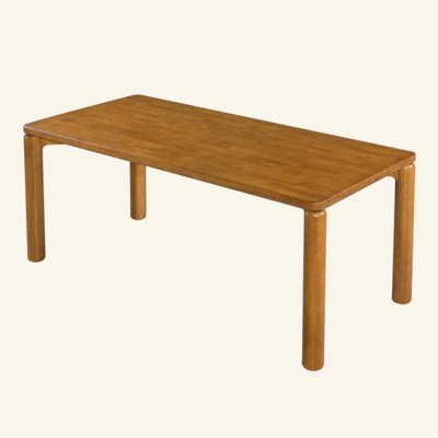 Rubber Wood Dining Table, Rectangular Kitchen Table with Round Thick Legs, Dinner Table for Dining Room, Kitchen & Restaurant
