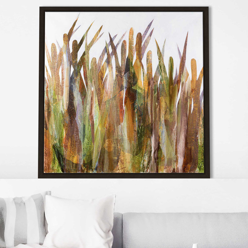 Quenouilles II - Peinture, Cadre flottant espresso, H 21,5 po x l 21,5 po x P 2 po