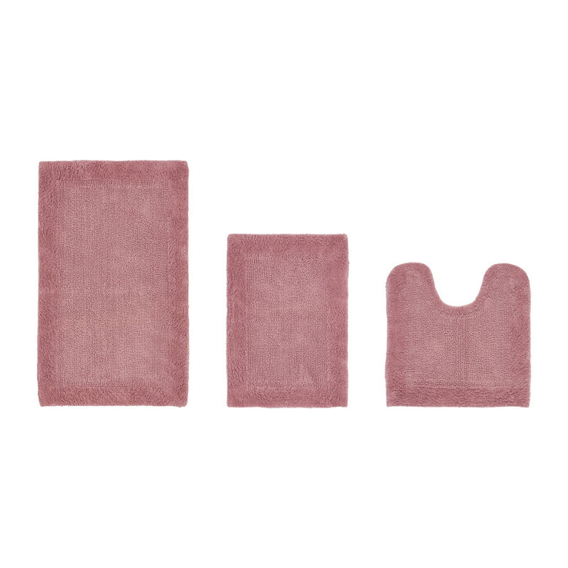 Ensemble de tapis de bain réversible 100% coton 2370 g / m² Edge, Rose