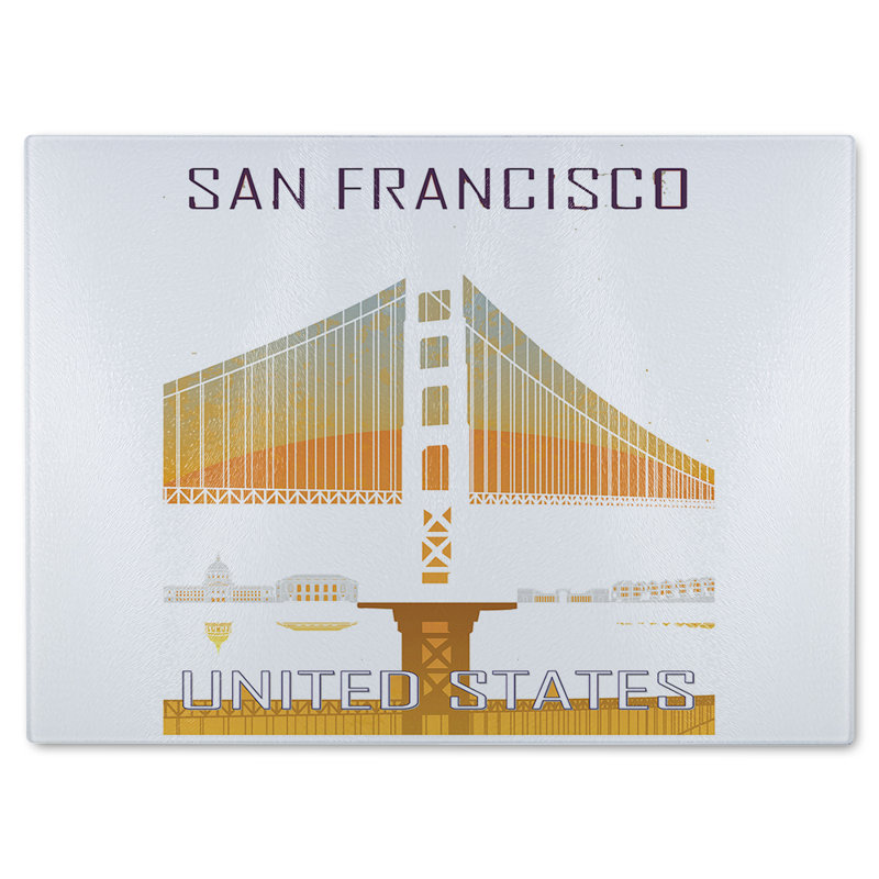San Francisco Glass Chopping Board, 28cm L x 20cm W
