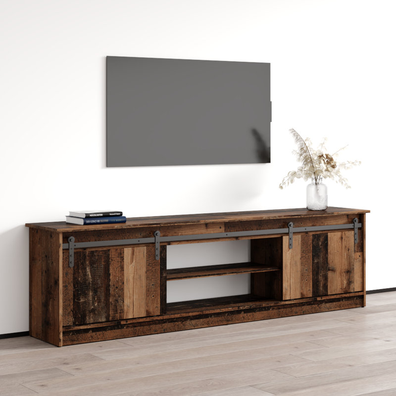 Grigsby 78.7" Modern TV Stand with Matte Finish, Old Wood