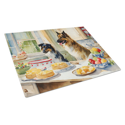 Belgian Tervuren Christmas Cookies Glass Cutting Board