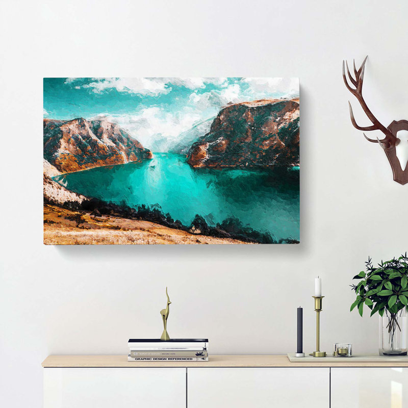 Lake Between The Mountains - Wrapped Canvas, 40cm H x 60cm W x 3cm D