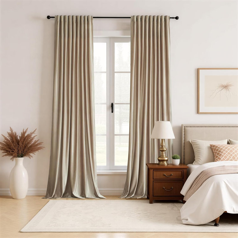 100% Blackout Thermal Insulated Curtains: Luxury Velvet Double Layer Thick Rod Pocket Back Tab Drapes for Living room Bedroom (Set of 2)