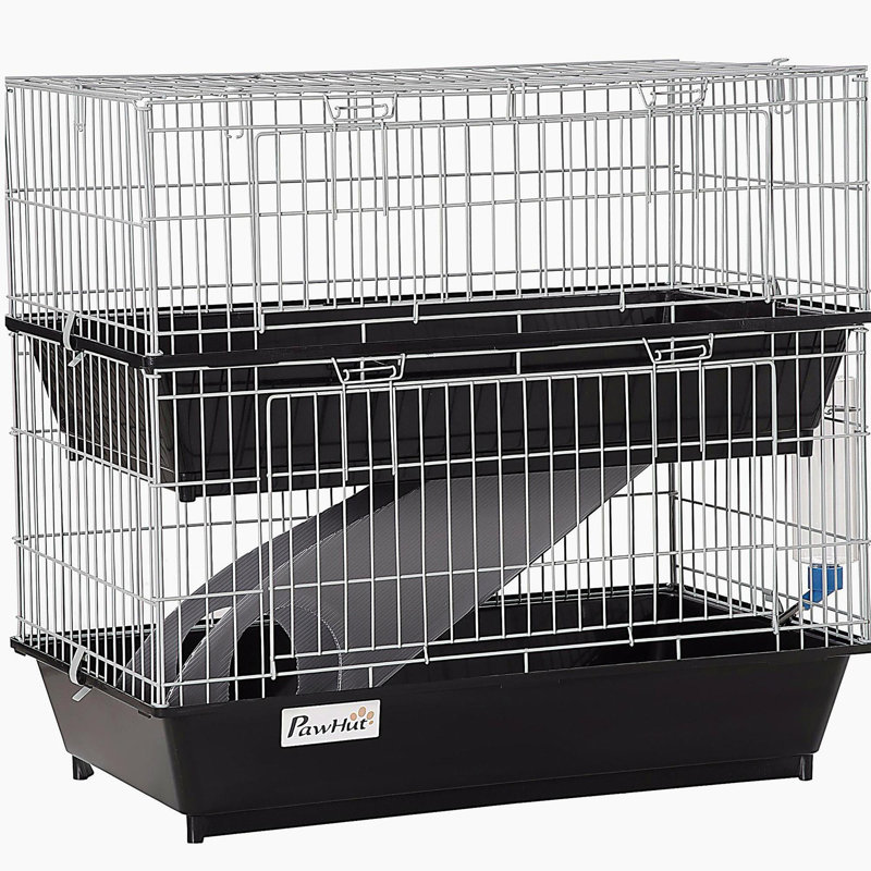 Cage à souris à 2 niveaux, cage de furet avec plat et bouteille, rampe, 2 portes