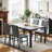 5-Piece Dining Table Set For 4, Modern Faux Marble Dinner Table With 4 Upholstered Plaid Chairs, Modern Kitchen Table And Chairs Set For Small Space, Dining Room, Dinette-967996641