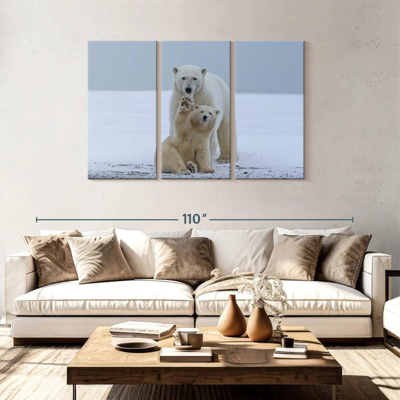 Brampt Polar Bear Waving, 48" H x 74" W
