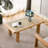 Modern and minimalist rectangular rattan tabletop with rubber wooden legs, imitation rattan woven Chinese side table