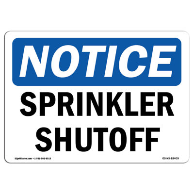 Sprinkler Shutoff Aluminum Sign 18 x 24