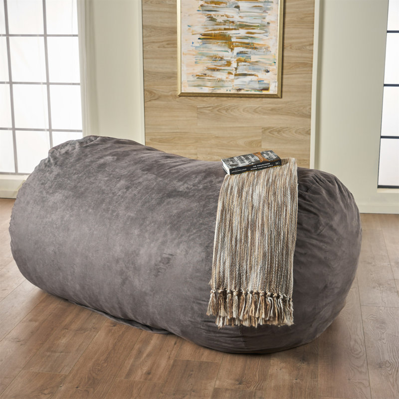 Fauteuil à billes cylindrique en suède de microfibre 6,5 pi Asher, Gris anthracite