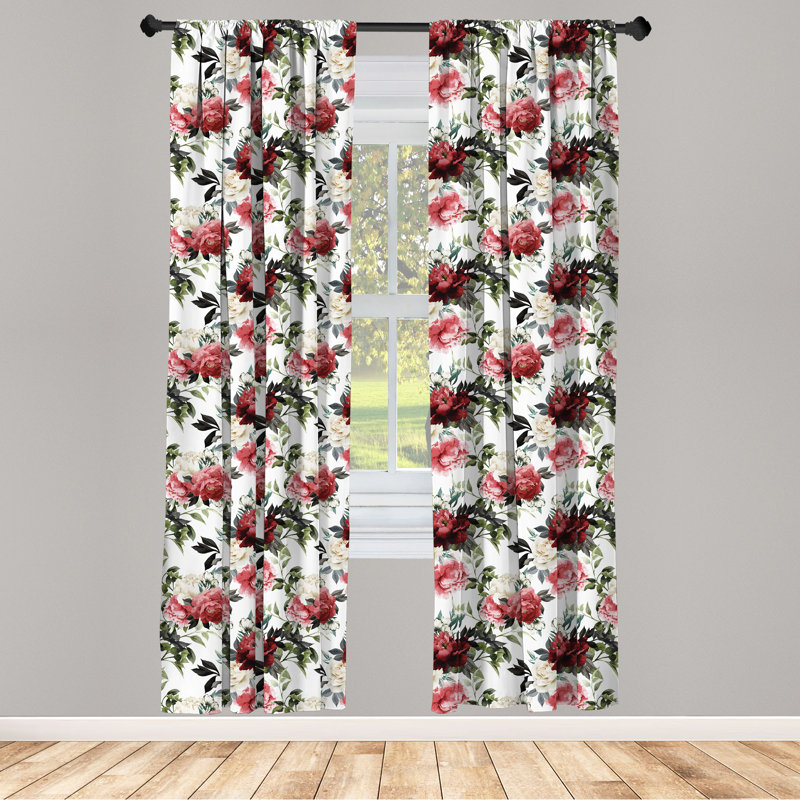 Shabby Flora Floral Semi-Sheer Rod Pocket Curtain Panels, 28" x 84"