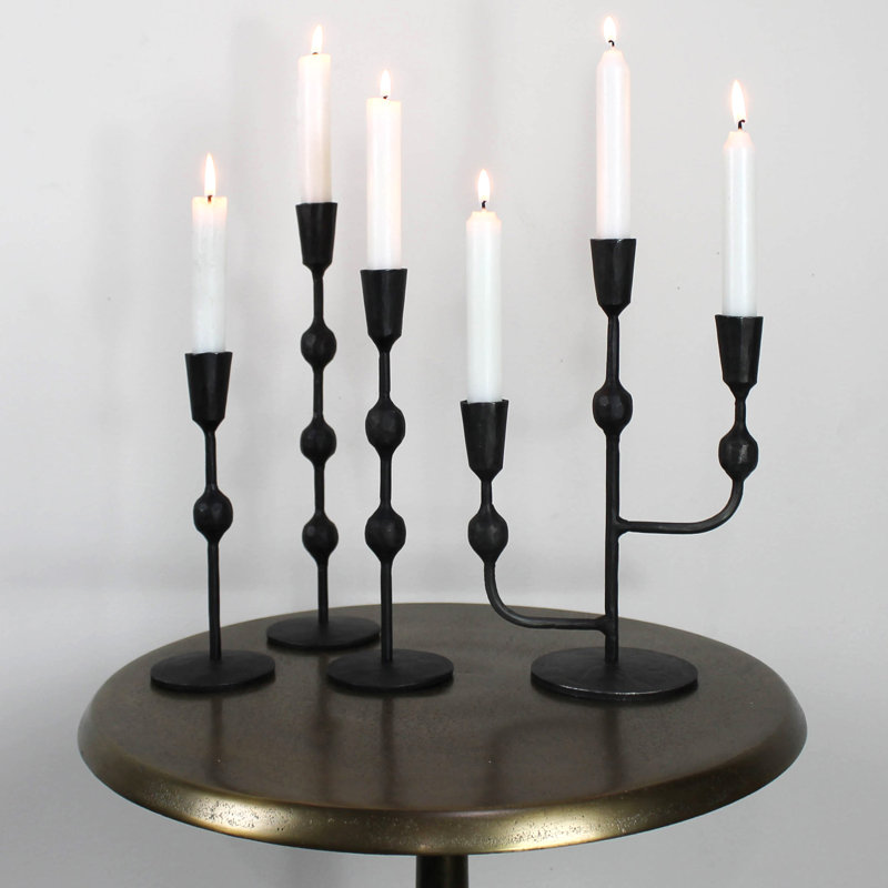 Rustic Iron Candlestick, 12" H x 3" W x 3" D