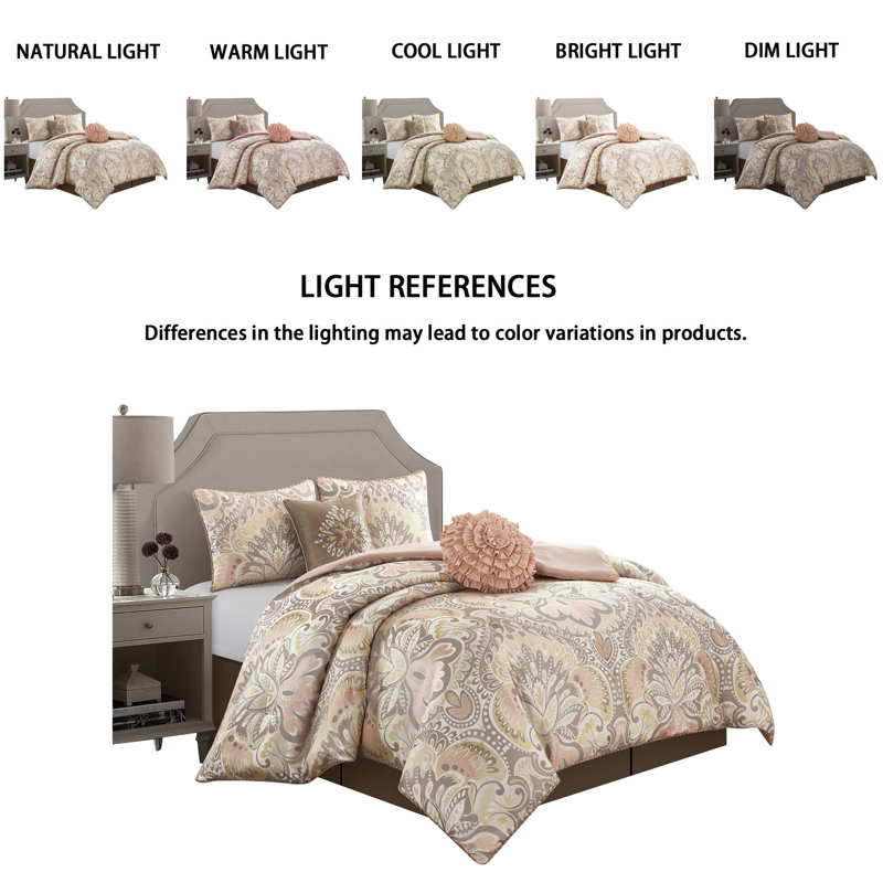Blush Queen Microfiber Reversible 6-Piece Comforter Set