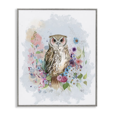 Hibou et guirlande florale, estampe numérique par Fab Funky