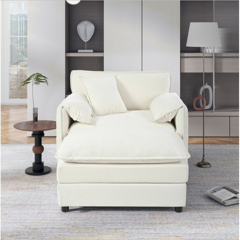 Oversized 57.48" Recliner Chair With Movable Ottoman - Soft Chenille Upholstered Indoor Lounge Chair For Living Room Or Bedroom,DIY Combination