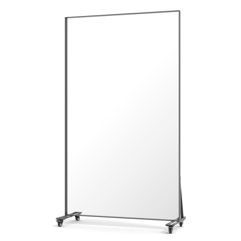67X40 Inch Large Dressing Mirror With Wheels, Square Hanging Mirror, Black Metal Frame, High - Definition Reflection Color, Suitable For Bedroom And Living Room